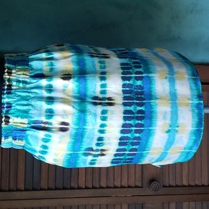 Banana Republic 100% Silk Multi Colored Blue Skirt Women's Size 6